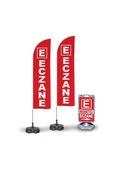 Nöbetçi Eczane Temalı 2 Yelken Bayrak ve A Tabela Reklam Paketi