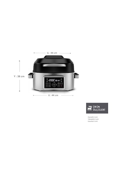 Karaca Gastro Grill 6 Kişilik Geniş Hacim Airfryer Air Grill ve Izgara Makinesi