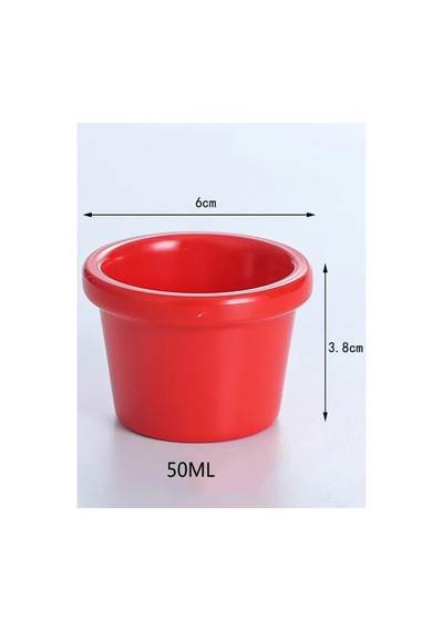 50ml 6 Adet Melamin Kırmızı Sos Kasesi Yemek Daldırma Kaseleri Baharat Meze Tabağı 6 Cm Kırmızı