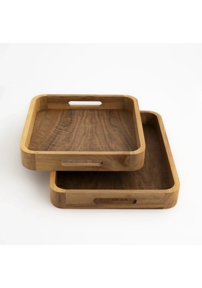 Linn Ceviz Ahşap Tepsi 45x36x6 Cm