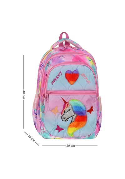 Unicorn Desenli 3 Lü Ortopedik Kız Okul Çantası Seti Okul Çantası+beslenme Çantası+kalemlik Şeker Pembesi