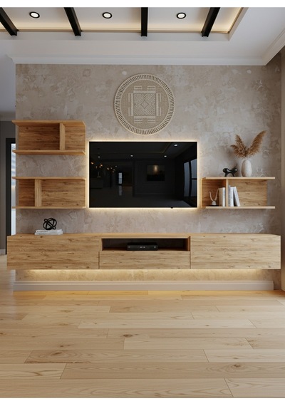 Resital Ledli Duvara Monte Tv Sehpası - Çam - W6014-6 Çam Resital Ledli Duvara Monte Tv Sehpası - Çam - W6014-6 Çam