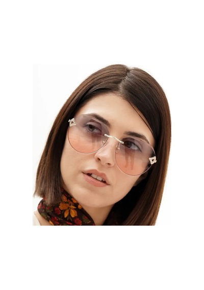 Lily Mavi Pembe Kristal Kadın Güneş Gözlüğü Çerçevesiz