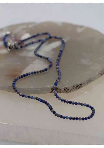 Lapis Lazuli Taşı İnce Doğaltaş Kolye 2 MM Altın