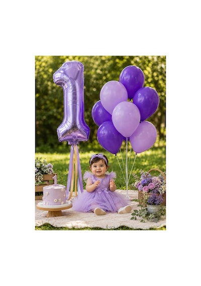 1-9 Yaş Doğum Günü Balon Seti 32 İnç Folyo Rakam Balon Ve 7'li Balon Standı Çoklu Renkli