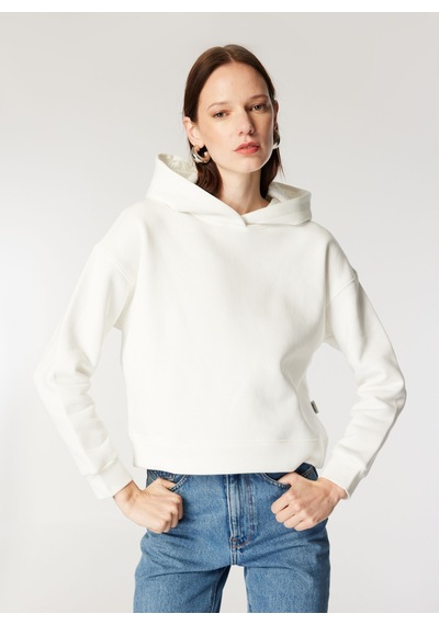 Mustang Ekru Kadın Kapüşon Loose Fit Düz Sweatshirt M4wl-swt-1936