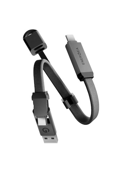 Energea Sheath Key 15cm 60w 2in1 Type-c To Type-c Ve Usb-a Hızlı Şarj Kablo - Gümüş