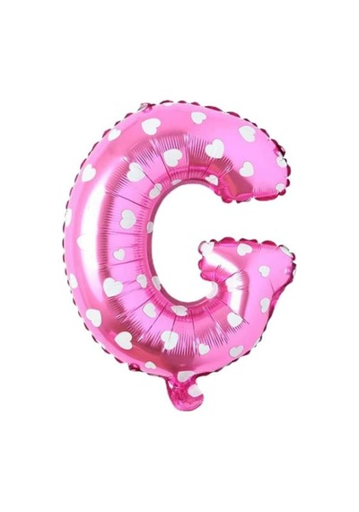 G Harfi 16 İnç Pembe Kalpli Renk Folyo Balon 36 Cm Pembe 256