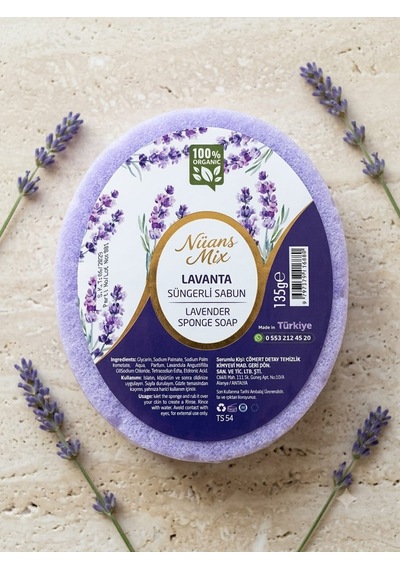 Doğal Handmade Süngerli Sabun, 135 Gr Lavanta