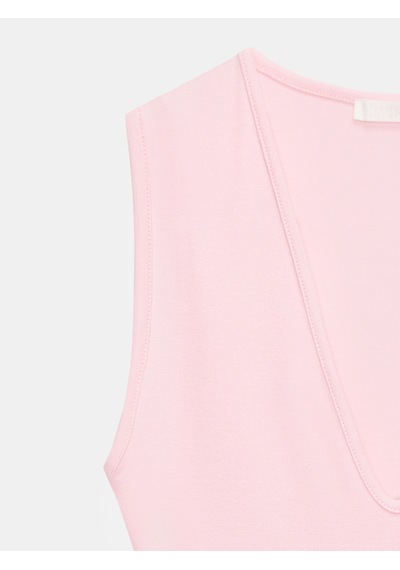 Dilvin 32835 V Yaka Bodysuit-toz Pembe