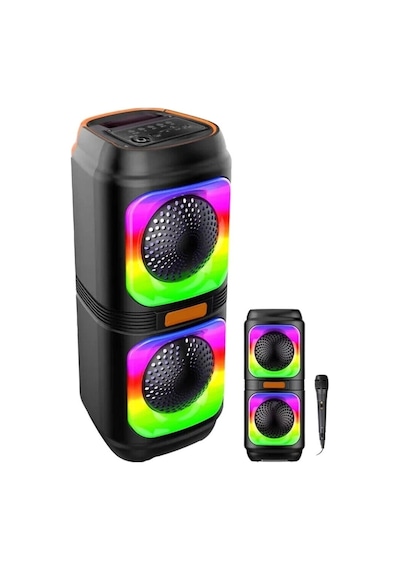 Bls-48 Taşınabilir Mikrofonlu Hoparlör Rgb Işıklı Bluetooth Parti Hoparlör
