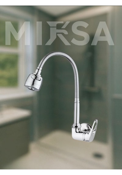 Duvardan Tek Su Çıkışlı Pipo Krom Oynar Borulu Lavabo-eviye Bataryası Çeşmesi Musluğu