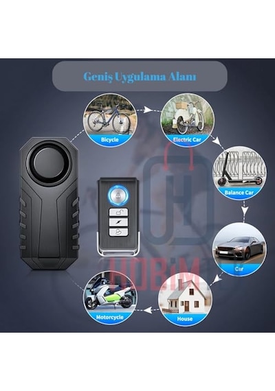 4Riders Ht-53 Motosiklet Bisiklet Alarmı Uzaktan Kumandalı 113db Su Geçirmez Kablosuz Hırsızlık Koruması Alarm Bisiklet Araba Scooter Pilli