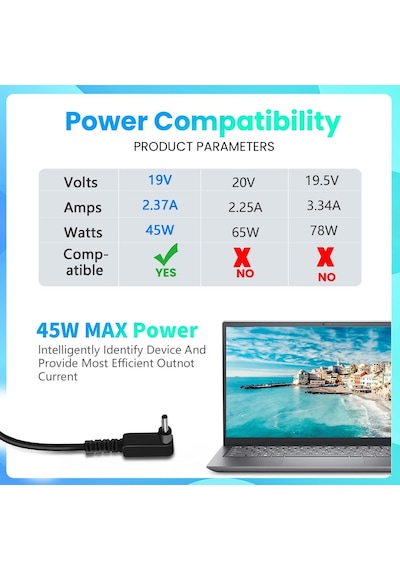 Dizüstü Bilgisayar İçin 45w Güç Adaptörü Acer Swift 3 Sf314 Swift 1 Sf114-32 Aspire 5 A515-55 A