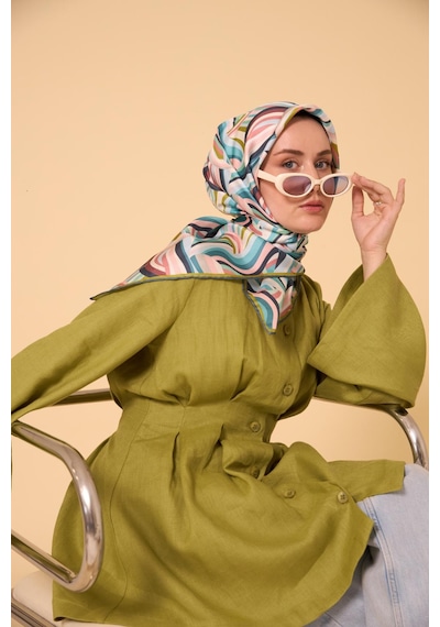Silk Home Twill İpek Eşarp 11471-25 Su Yeşili, Pembe, Yeşil, Beyaz, Gri