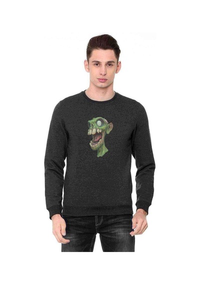 One Piece Zombie 2 Baskılı Füme Erkek Örme Sweatshirt