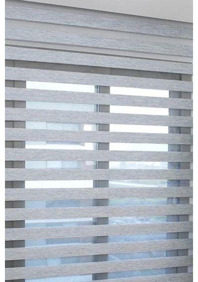 Gri Bambu Kumaş Zebra Stor Perde Etek Dilimsiz 1. Kalite Gri