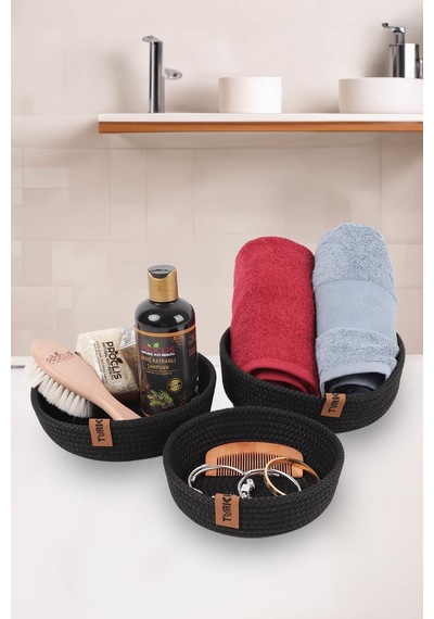 Hasır Sepet 3 Lü Düzenleyici, 3 Lü Sepet Takımı, Jüt Sepet Organizer 3lü Banyo Düzenleyicisi 001