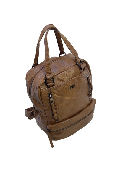 Baginn Yıkama Suni Deri Retro Kadın Sırt Çantası Çok Cepli Fonksiyonel Kullanım 001