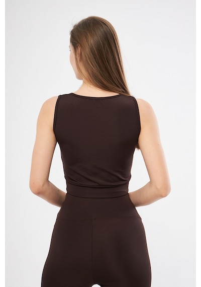 Lesa Wear Halter Yaka Spor Sütyeni Crop Top Kahverengi