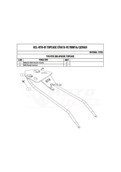 Moto Üçel Tvs Apache Rtr 200 Uyumlu Çanta Demiri