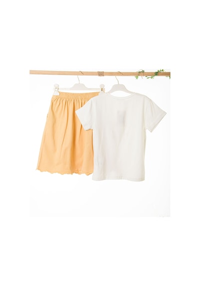 Xo Kids Kız Çocuk 2li Alt Üst Kombin Takmı 8-14 Yaş Set0528 Sarı