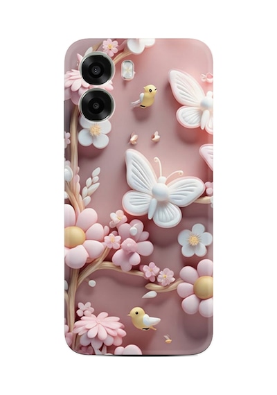 Oppo A6x Uyumlu Kılıf Boutique Baskılı Resimli Pembe Kelebekler Pcode -088