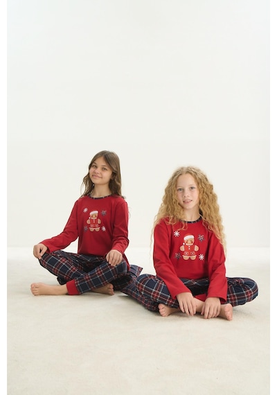 Kız Çocuk Uzun Kol Kırmızı Pijama Takım C4t4n7o8 001