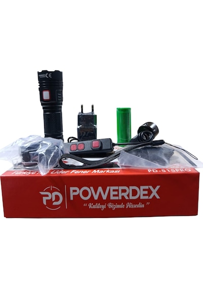 Powerdex Pd-515 Pro 20w & 1200 Lümen Profesyonel Zoomlu El & Tufek Avcı Feneri Siyah