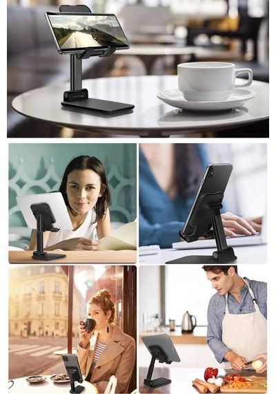 Yeni Nesil Profesyonel Tablet & Telefon Tutucu Stand Pratik Kaymaz Stand Siyah