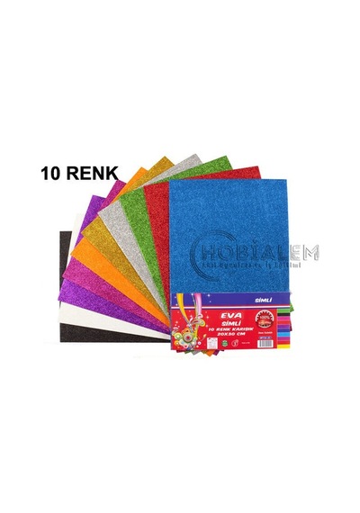 10 Renk. Simli Eva. A4 Boyutunda. Okul. Hobi. El Işi. Süsleme Eva