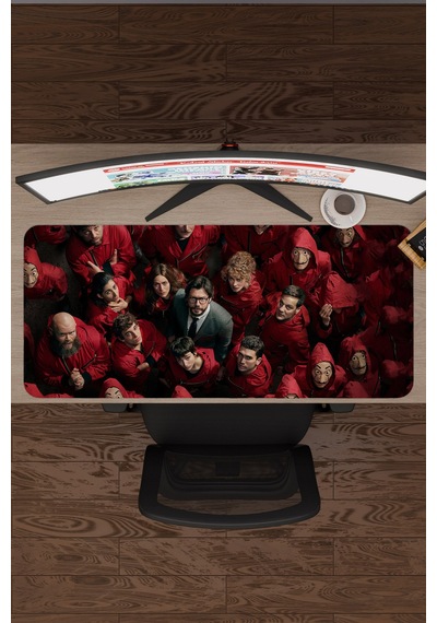 La Casa De Papel V1 90x40 Xxl Gaming Kauçuk Kaymaz Taban Mouse Pad Fare Altlığı