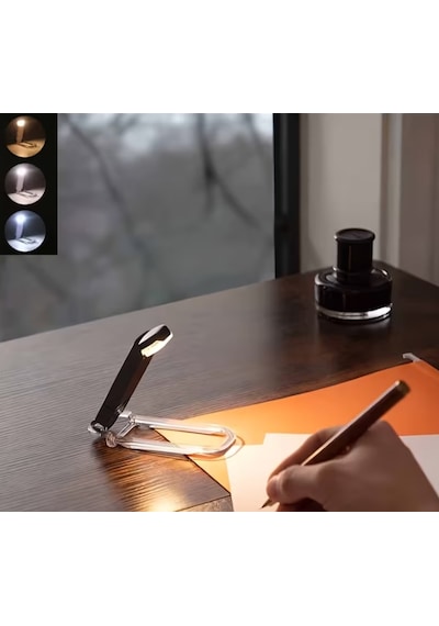 Siyah Renk Kitap Okuma Işığı 3 Farklı Işık Rengi 3 Kademe Işık Kitap Ayıracı Usb Şarjlı Çok Renkli