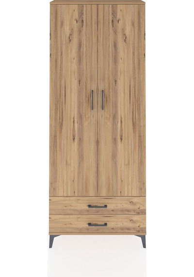 Arges Dolap 5 Raflı 2 Çekmeceli 2 Kapaklı 88x30x221 Çam-çam Atlas Çam
