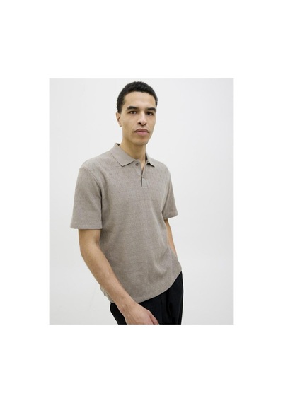 Jack & Jones Erkek Kahve Jprblatrent Jacquard Polo Sn Polo Tişört 12275090-greige Kahve