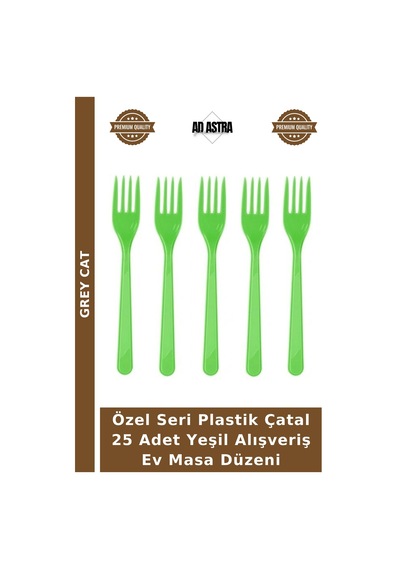 Özel Seri Plastik Çatal 25 Adet Yeşil Alışveriş Ev Masa Düzeni