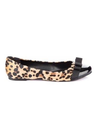 Fox Shoes Siyah/Leopar Kadın Babet 9726019502 Siyah