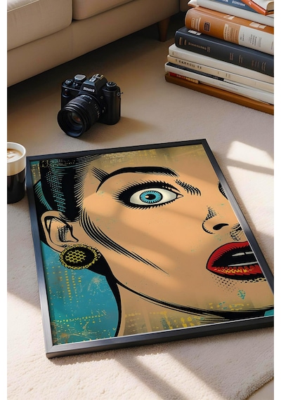 Şaşırmış Kadın Pop Art Çerçeveli Tablo - Pop Art Poster Tablo