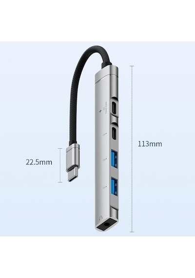 Type-c Hub, 5in1, 2 Adet Type-c, 2 Adet Usb-a Çoklayıcı, 3,5 Mm Kulaklık Çıkışlı Usb C Hub Adaptörü İle Uyumlu H03