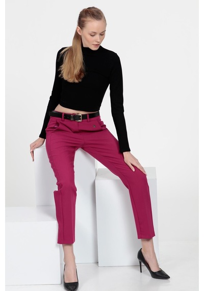 Cepli Cigarette Fit Pantolon Fuşya
