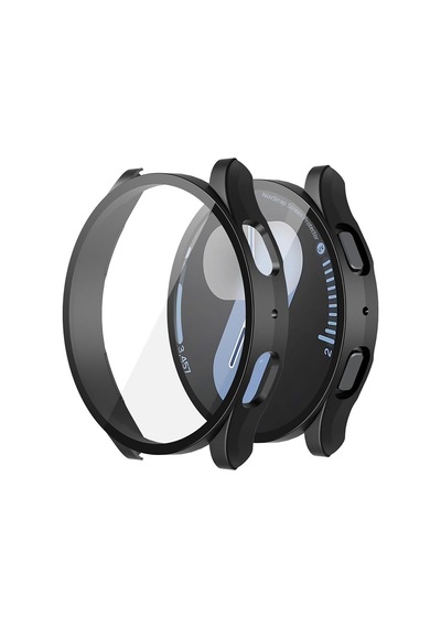 Novstrap Samsung Galaxy Watch 7 44mm İle Uyumlu Ekran Koruyucu Cam Ve Kasa Koruyucu Kılıf Sert Pc