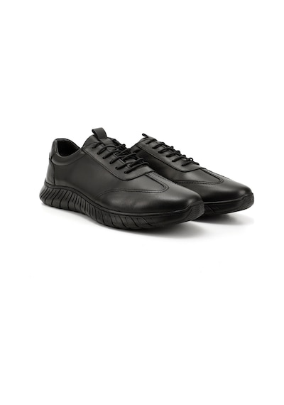 Gönderi(R) Erkek Siyah Bağcıklı Kauçuk Taban Hakiki Deri Sneaker Ddma73542600 Siyah