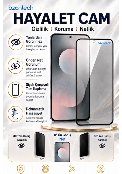 Samsung Galaxy S25 Fe Uyumlu Hayalet Ekran Koruyucu Gizli Privacy