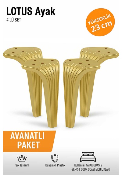 Lotus Koltuk Yatak Odası Tv Ünitesi Konsol Ve Sehpa Ofis Mobilyası Ayağı 23 Cm Yatak