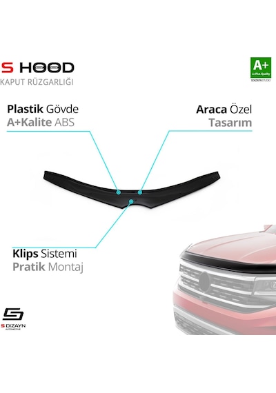 S-dizayn Toyota Uyumlu Auris Abs Plastik Kaput Rüzgarlığı 2013-2017 A+kalite