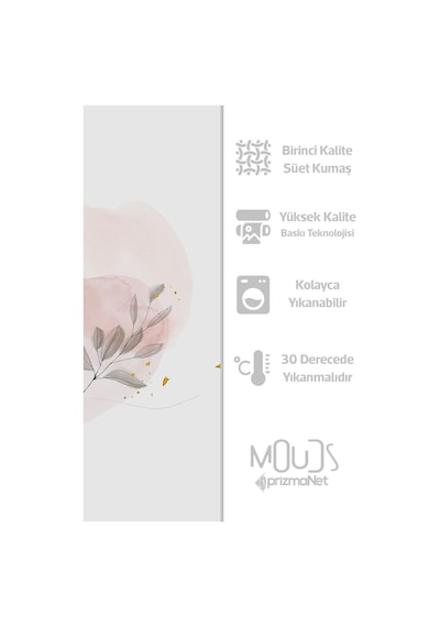 Flower Art 2 Desenli Süet Oturma Odası Salon Fon Perde Baskılı Ekstrafor Büzgü Tek Kanat Prd-1031 Çok Renkli