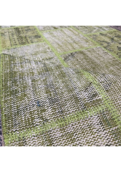 Hoom Rugs Antik Patchwork Yeşil El Dokuma Kilim Yeşil