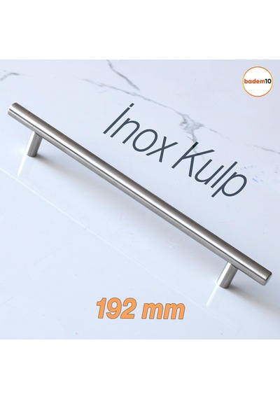 Lexroo 10 Adet Pürüzsüz İnox Metal Kulp 192 Mm Mobilya Mutfak Çekmece Dolap Dolabı Kulbu Kulpu Çok Renkli