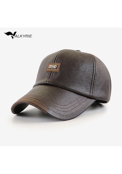 Valkyrie Deri Şapka Erkek Ayarlanabilir Premium Kalite Spor & Günlük Kullanım Baseball Cap Kahverengi Kahverengi