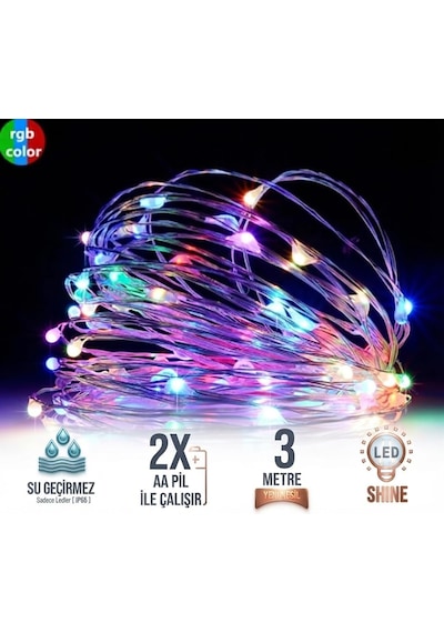 Rgb Peri Led 3 Metre Renkli Dekoratif Aydınlatma Süsleme Parti Led Işık Yılbaşı Süsleme Dekorasyon Işığı Şerit